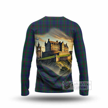 Laurie Tartan Family Crest Long Sleeve T-Shirt with Scottish Ancient Castle Style - Tartan Vibes Clothing