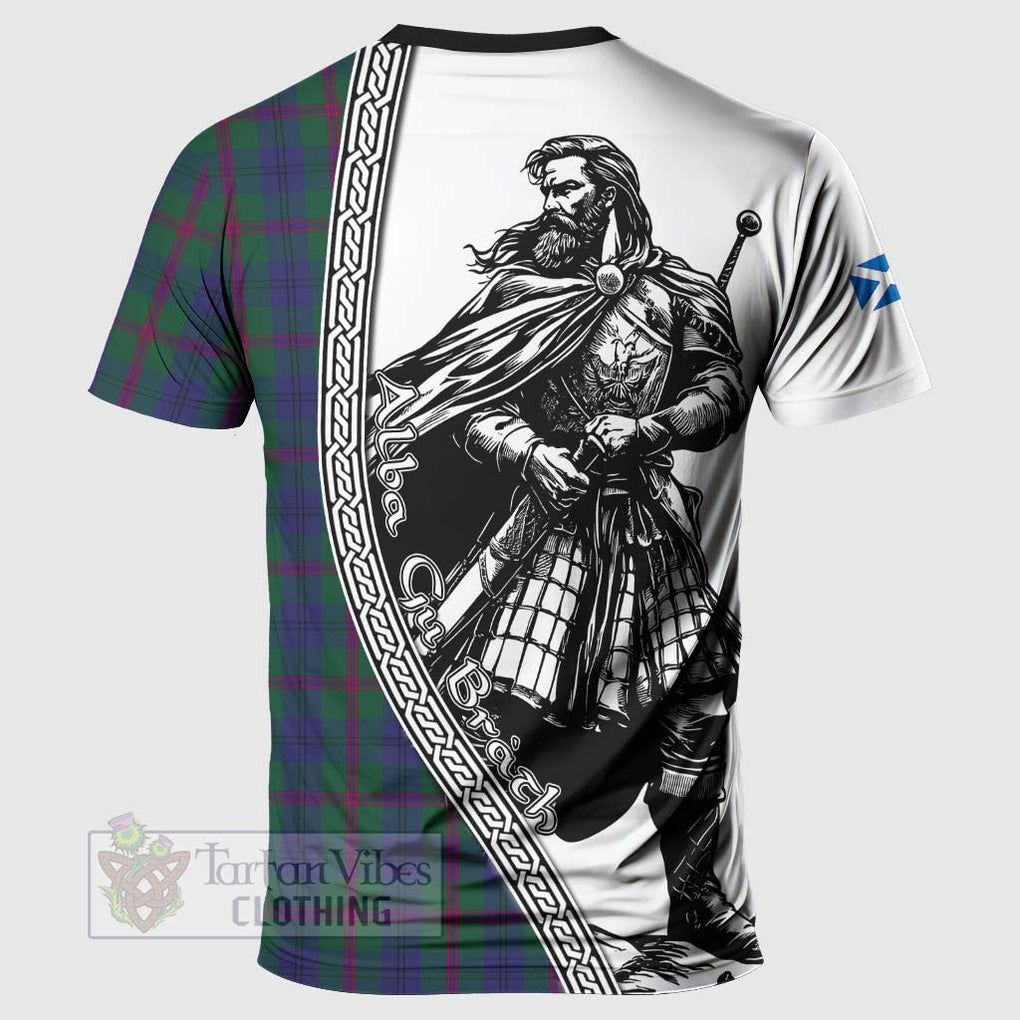 Laurie Tartan Clan Crest T-Shirt with Highlander Warrior Celtic Style - Tartan Vibes Clothing