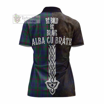 Laurie Tartan Family Crest Women's Polo Shirt Alba Gu Brath Be Brave Lion Ancient Style - Tartan Vibes Clothing