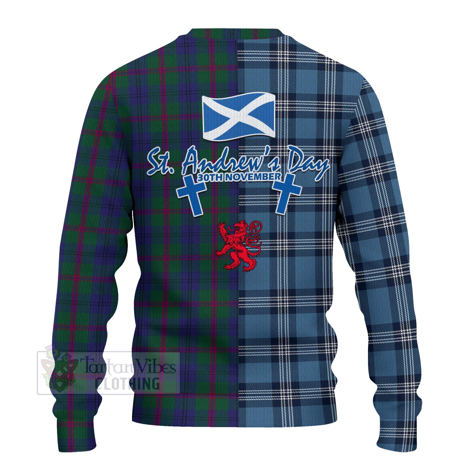 Laurie Tartan Knitted Sweater Happy St. Andrew's Day Half Tartan Style - Tartan Vibes Clothing