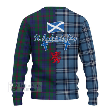 Laurie Tartan Knitted Sweater Happy St. Andrew's Day Half Tartan Style - Tartan Vibes Clothing