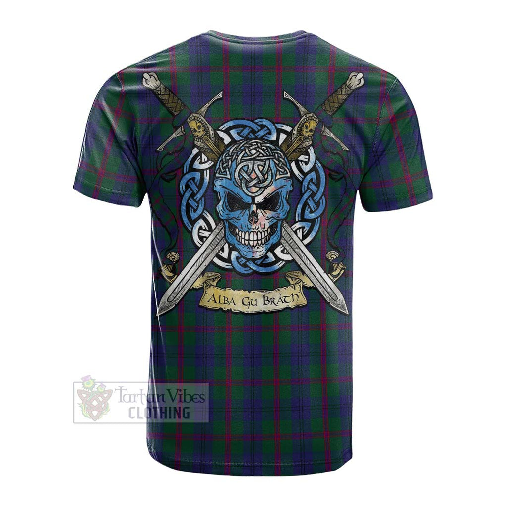 Laurie Tartan Cotton T-shirt with Family Crest Celtic Skull Style Men's Shirt - Tartan Vibes Clothing