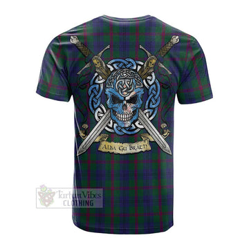 Laurie Tartan Cotton T-shirt with Family Crest Celtic Skull Style Men's Shirt - Tartan Vibes Clothing
