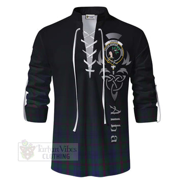 Laurie Tartan Ghillie Kilt Shirt Featuring Alba Gu Brath Family Crest Celtic Inspired - Tartan Vibes Clothing