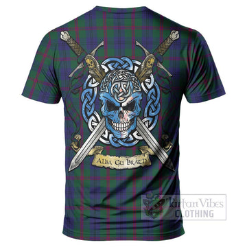 Laurie Tartan T-Shirt with Family Crest Celtic Skull Style - Tartan Vibes Clothing
