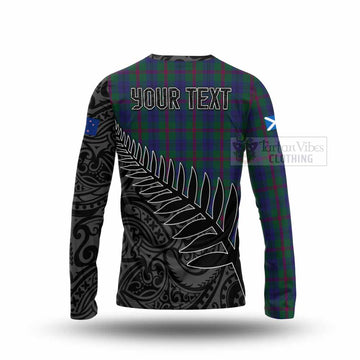Laurie Crest Tartan Long Sleeve T-Shirt with New Zealand Silver Fern Half Style - Tartan Vibes Clothing