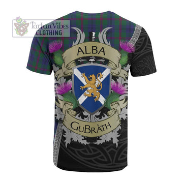 Laurie Tartan Family Crest Cotton T-shirt Lion Rampant Royal Thistle Shield Celtic Inspired - Tartan Vibes Clothing
