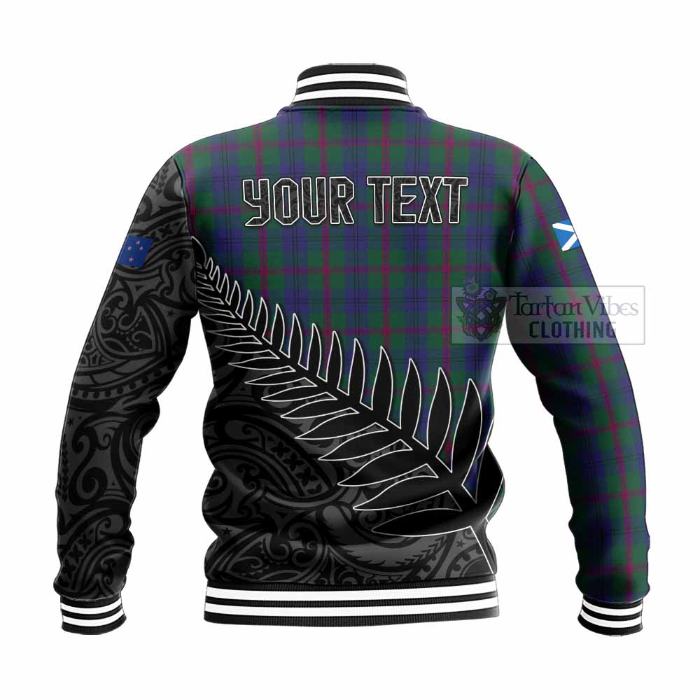 Tartan Vibes Clothing Laurie Crest Tartan Baseball Jacket with New Zealand Silver Fern Half Style