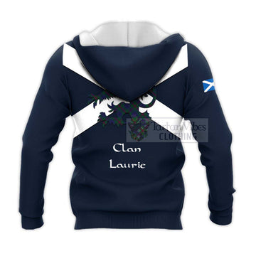 Laurie Tartan Lion Rampant Knitted Hoodie Proudly Display Your Heritage with Alba Gu Brath and Clan Name - Tartan Vibes Clothing