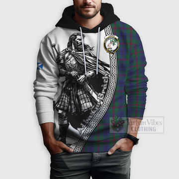Laurie Tartan Clan Crest Hoodie with Highlander Warrior Celtic Style - Tartan Vibes Clothing