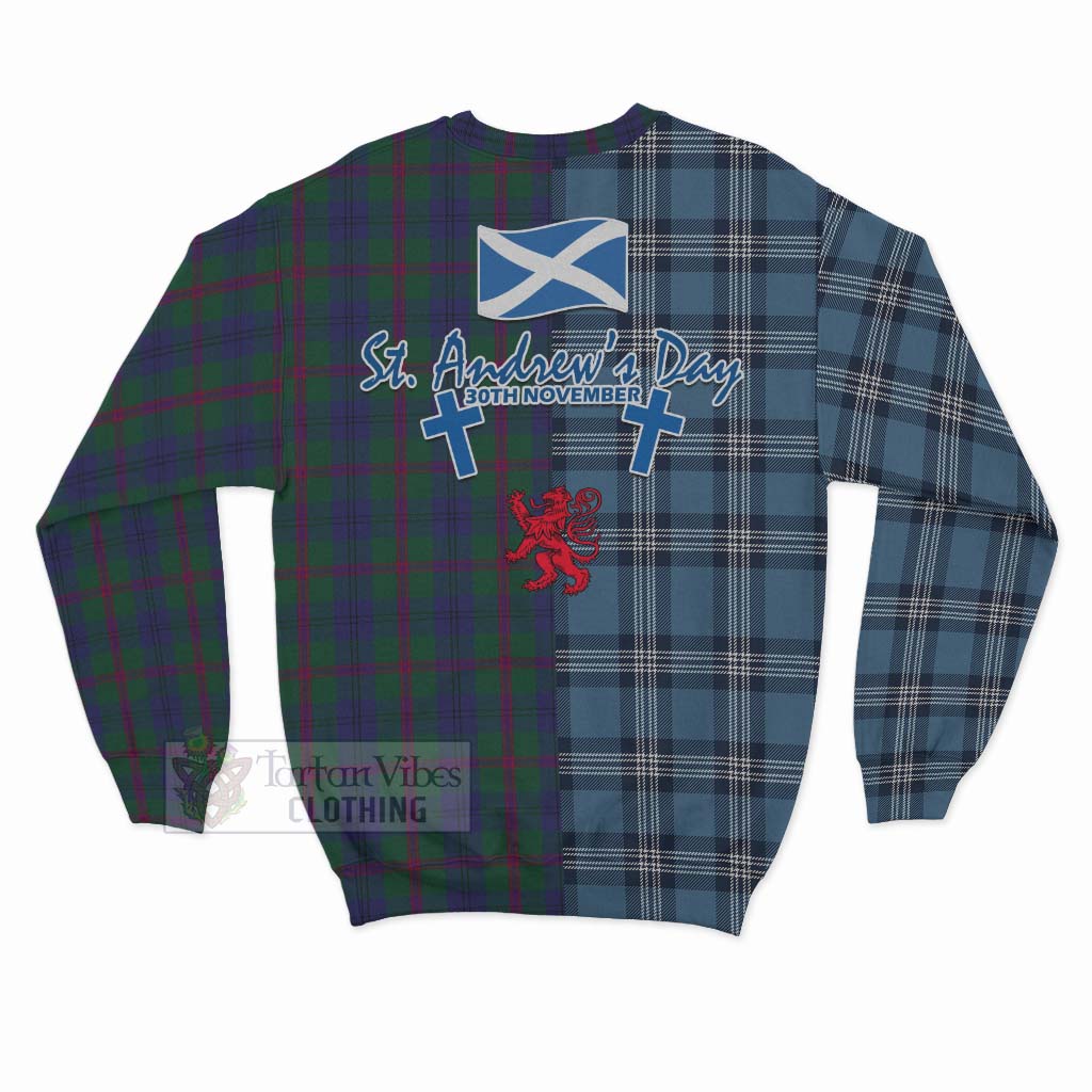 Laurie Tartan Sweatshirt Happy St. Andrew's Day Half Tartan Style - Tartan Vibes Clothing