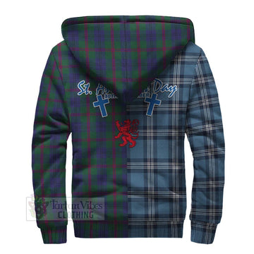 Laurie Tartan Sherpa Hoodie Happy St. Andrew's Day Half Tartan Style - Tartan Vibes Clothing