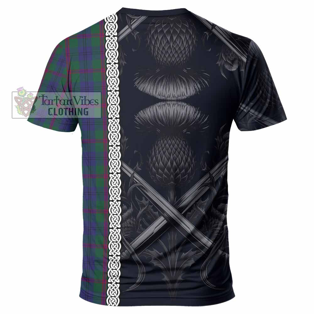Laurie Tartan T-Shirt with Family Crest Cross Sword Thistle Celtic Vibes - Tartan Vibes Clothing