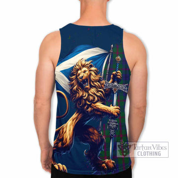 Laurie Tartan Family Crest Men's Tank Top with Scottish Majestic Lion - Tartan Vibes Clothing