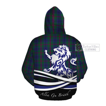 Laurie Tartan Cotton Hoodie with Alba Gu Brath Regal Lion Emblem Pullover Hoodie - Tartan Vibes Clothing