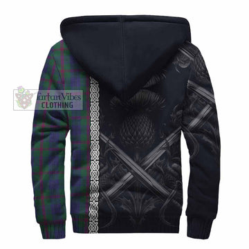 Laurie Tartan Sherpa Hoodie with Family Crest Cross Sword Thistle Celtic Vibes - Tartan Vibes Clothing