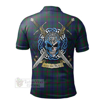 Laurie Tartan Polo Shirt with Family Crest Celtic Skull Style - Tartan Vibes Clothing