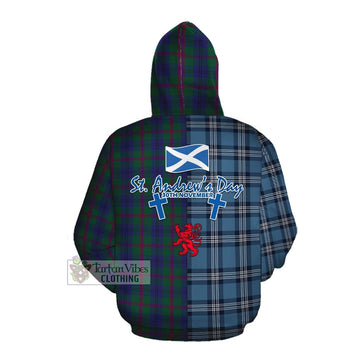 Laurie Tartan Cotton Hoodie Happy St. Andrew's Day Half Tartan Style Pullover Hoodie - Tartan Vibes Clothing
