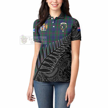 Laurie Crest Tartan Women's Polo Shirt with New Zealand Silver Fern Half Style - Tartan Vibes Clothing