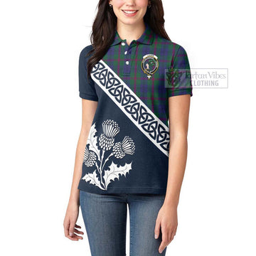 Laurie Tartan Women's Polo Shirt Featuring Thistle and Scotland Map - Tartanvibesclothing Store