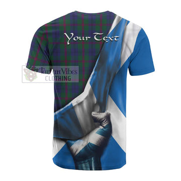Laurie Tartan Cotton T-shirt with Family Crest Scotland Patriotic Style - Tartan Vibes Clothing