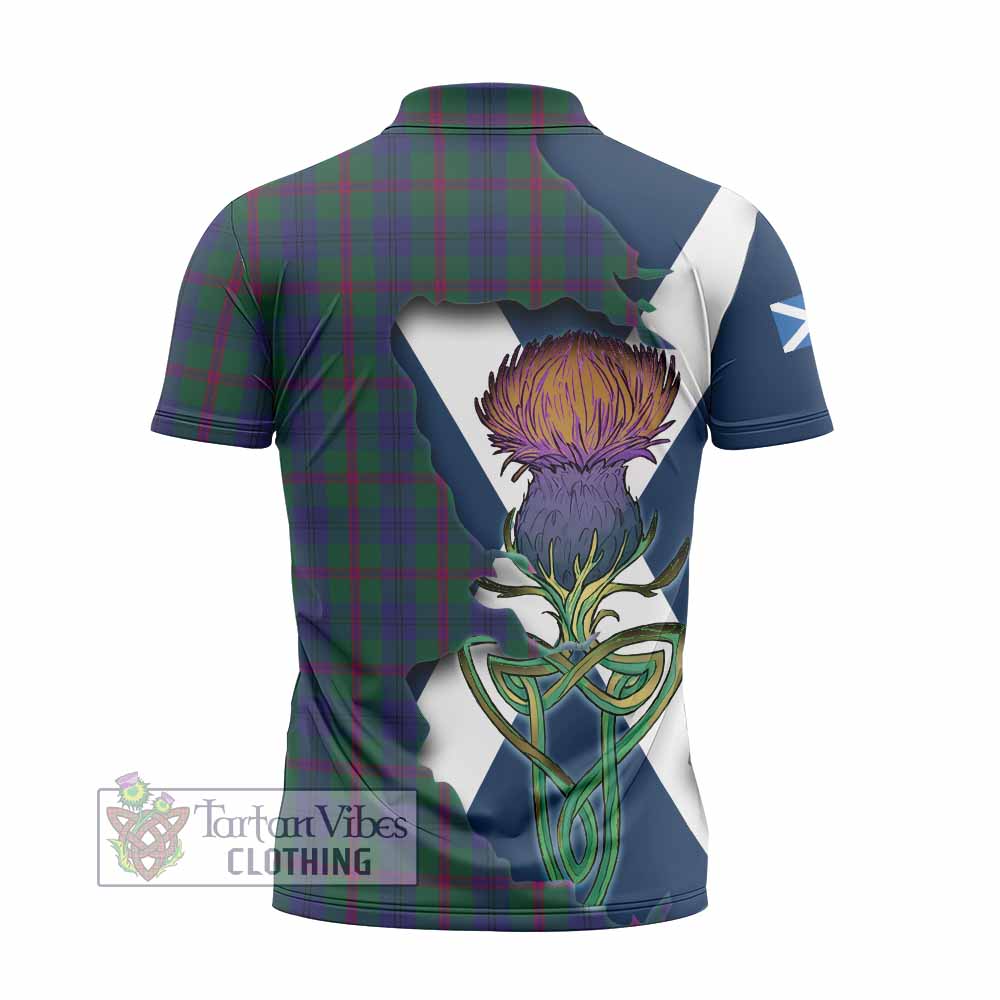 Laurie Tartan Family Crest Zipper Polo Shirt Scottish Thistle Celtic Inspired - Tartan Vibes Clothing