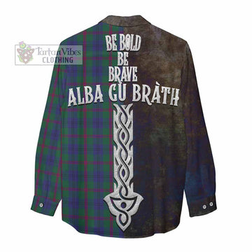 Laurie Tartan Family Crest Women's Casual Shirt Alba Gu Brath Be Brave Lion Ancient Style - Tartan Vibes Clothing
