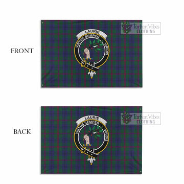 Tartan Vibes Clothing Laurie Tartan House Flag with Family Crest