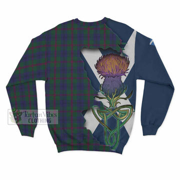 Tartan Vibes Clothing Laurie Tartan Family Crest Sweatshirt Scottish Thistle Celtic Inspired