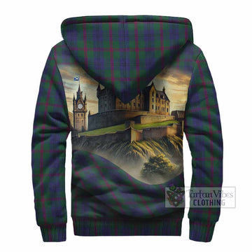 Laurie Tartan Family Crest Sherpa Hoodie with Scottish Ancient Castle Style - Tartan Vibes Clothing