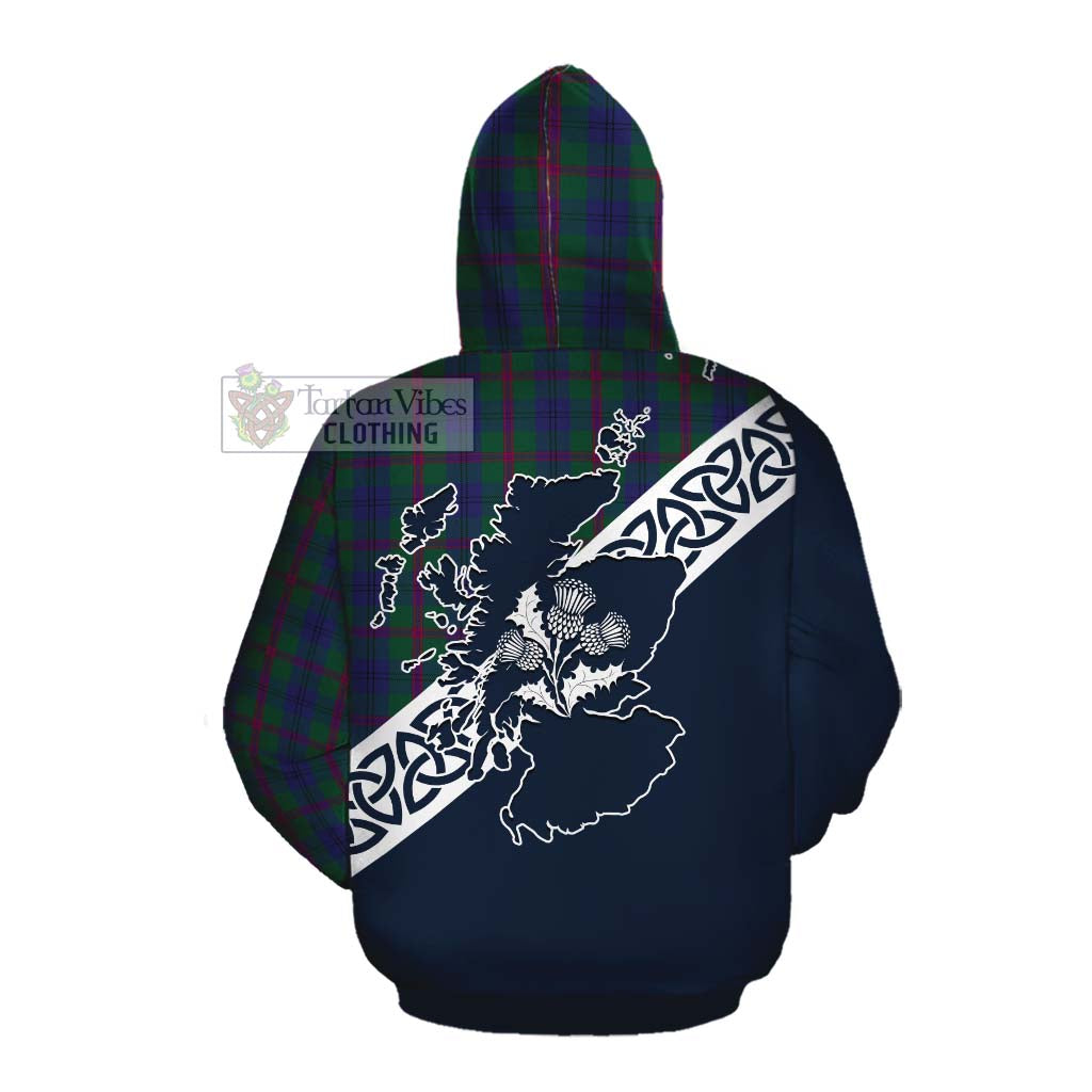 Laurie Tartan Cotton Hoodie Featuring Thistle and Scotland Map Pullover Hoodie - Tartan Vibes Clothing