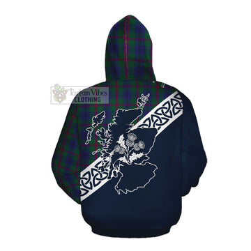 Laurie Tartan Cotton Hoodie Featuring Thistle and Scotland Map Pullover Hoodie - Tartan Vibes Clothing