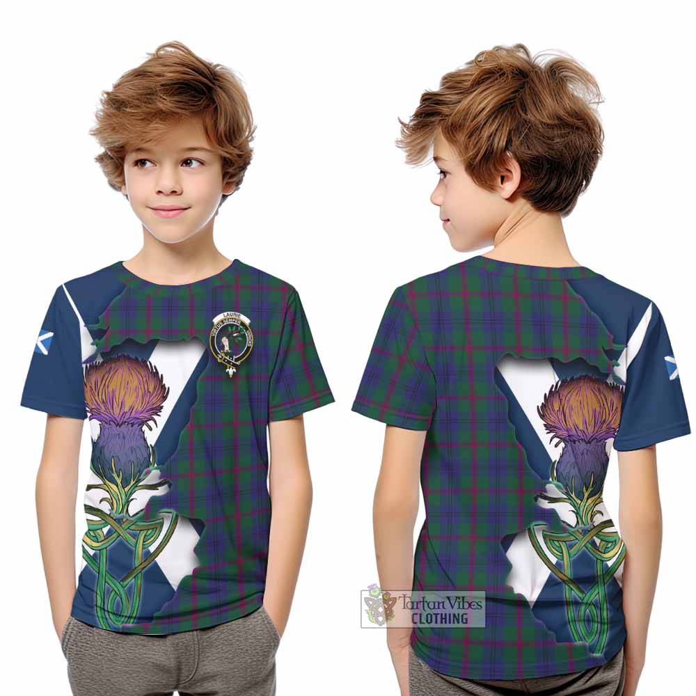 Laurie Tartan Family Crest Kid T-Shirt Scottish Thistle Celtic Inspired - Tartan Vibes Clothing