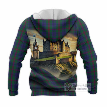 Laurie Tartan Family Crest Knitted Hoodie with Scottish Ancient Castle Style - Tartan Vibes Clothing