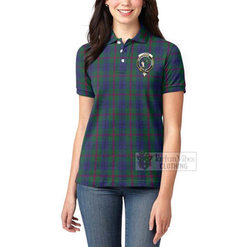 Laurie Tartan Women's Polo Shirt with Family Crest Celtic Skull Style - Tartan Vibes Clothing