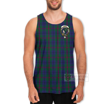 Laurie Tartan Men's Tank Top with Family Crest and Bearded Skull Holding Bottles of Whiskey - Tartan Vibes Clothing