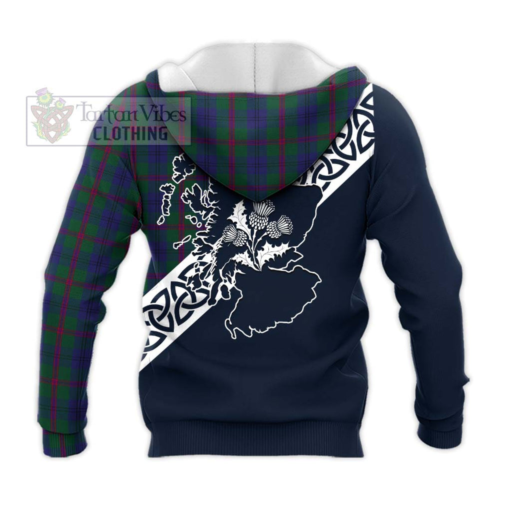 Laurie Tartan Knitted Hoodie Featuring Thistle and Scotland Map - Tartan Vibes Clothing