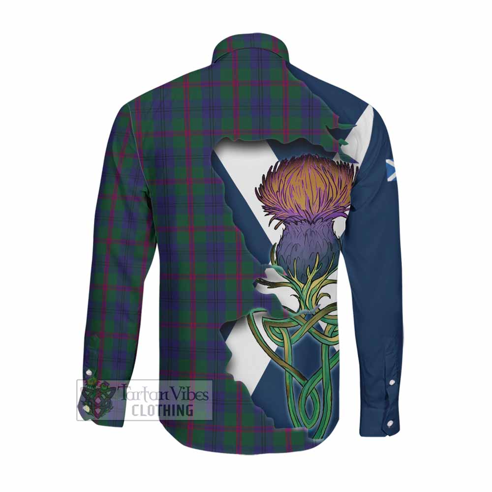 Laurie Tartan Family Crest Long Sleeve Button Shirt Scottish Thistle Celtic Inspired Men's Shirt - Tartan Vibes Clothing