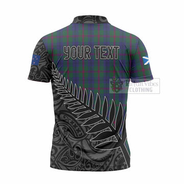 Laurie Crest Tartan Zipper Polo Shirt with New Zealand Silver Fern Half Style - Tartan Vibes Clothing