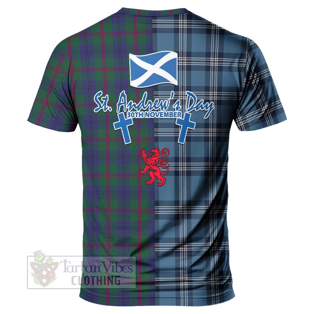 Laurie Tartan T-Shirt Happy St. Andrew's Day Half Tartan Style - Tartan Vibes Clothing