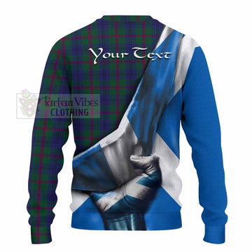 Laurie Tartan Knitted Sweater with Family Crest Scotland Patriotic Style - Tartan Vibes Clothing