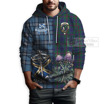 Laurie Tartan Hoodie Happy St. Andrew's Day Half Tartan Style - Tartan Vibes Clothing