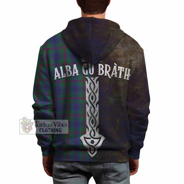 Tartan Vibes Clothing Laurie Tartan Family Crest Hoodie Alba Gu Brath Be Brave Lion Ancient Style