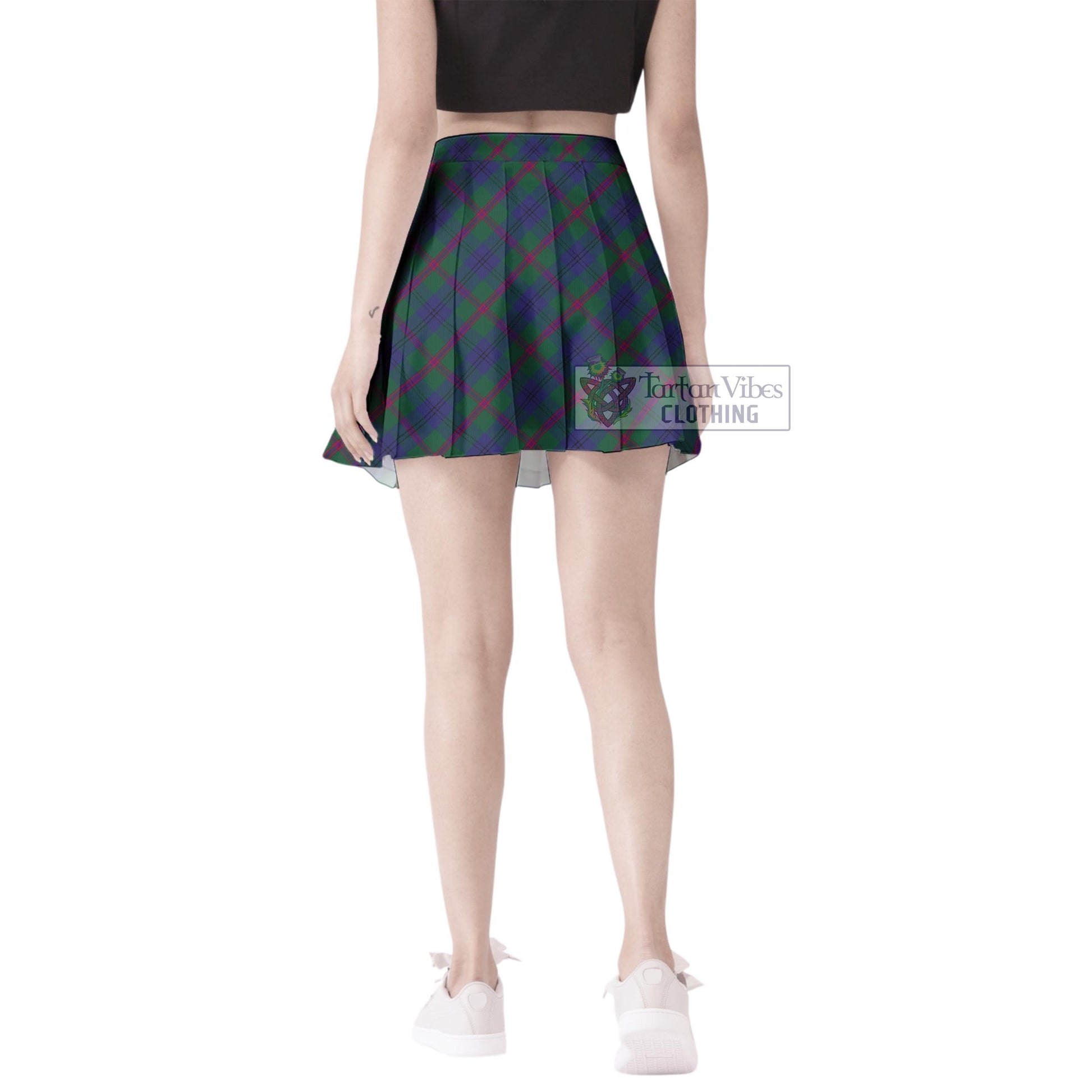 Laurie Tartan Women's Plated Mini Skirt Cross Style - Tartan Vibes Clothing