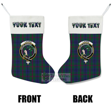 Laurie Tartan Family Crest Christmas Stocking with Personalized Text - Tartan Vibes Clothing