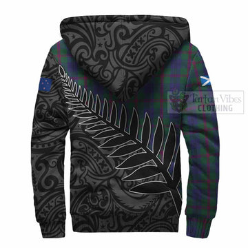 Laurie Crest Tartan Sherpa Hoodie with New Zealand Silver Fern Half Style - Tartan Vibes Clothing