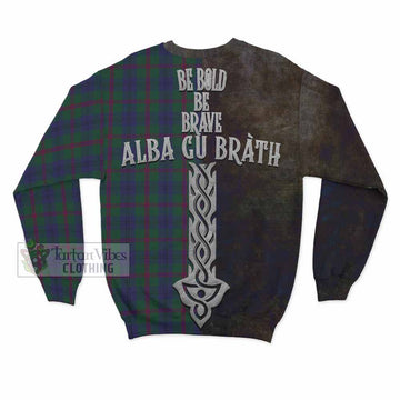 Laurie Tartan Family Crest Sweatshirt Alba Gu Brath Be Brave Lion Ancient Style - Tartan Vibes Clothing