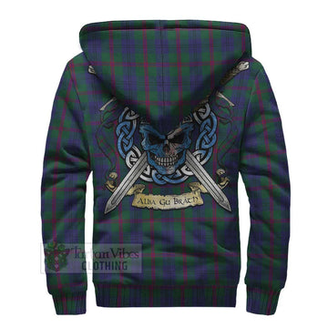 Laurie Tartan Sherpa Hoodie with Family Crest Celtic Skull Style - Tartan Vibes Clothing