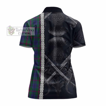 Laurie Tartan Women's Polo Shirt with Family Crest Cross Sword Thistle Celtic Vibes - Tartan Vibes Clothing