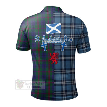 Laurie Tartan Polo Shirt Happy St. Andrew's Day Half Tartan Style - Tartan Vibes Clothing